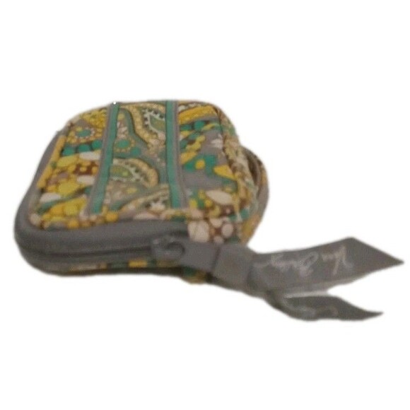 Vera Bradley Lemon Parfait Yellow Teal Paisley Wristlet Clutch - Picture 3 of 6